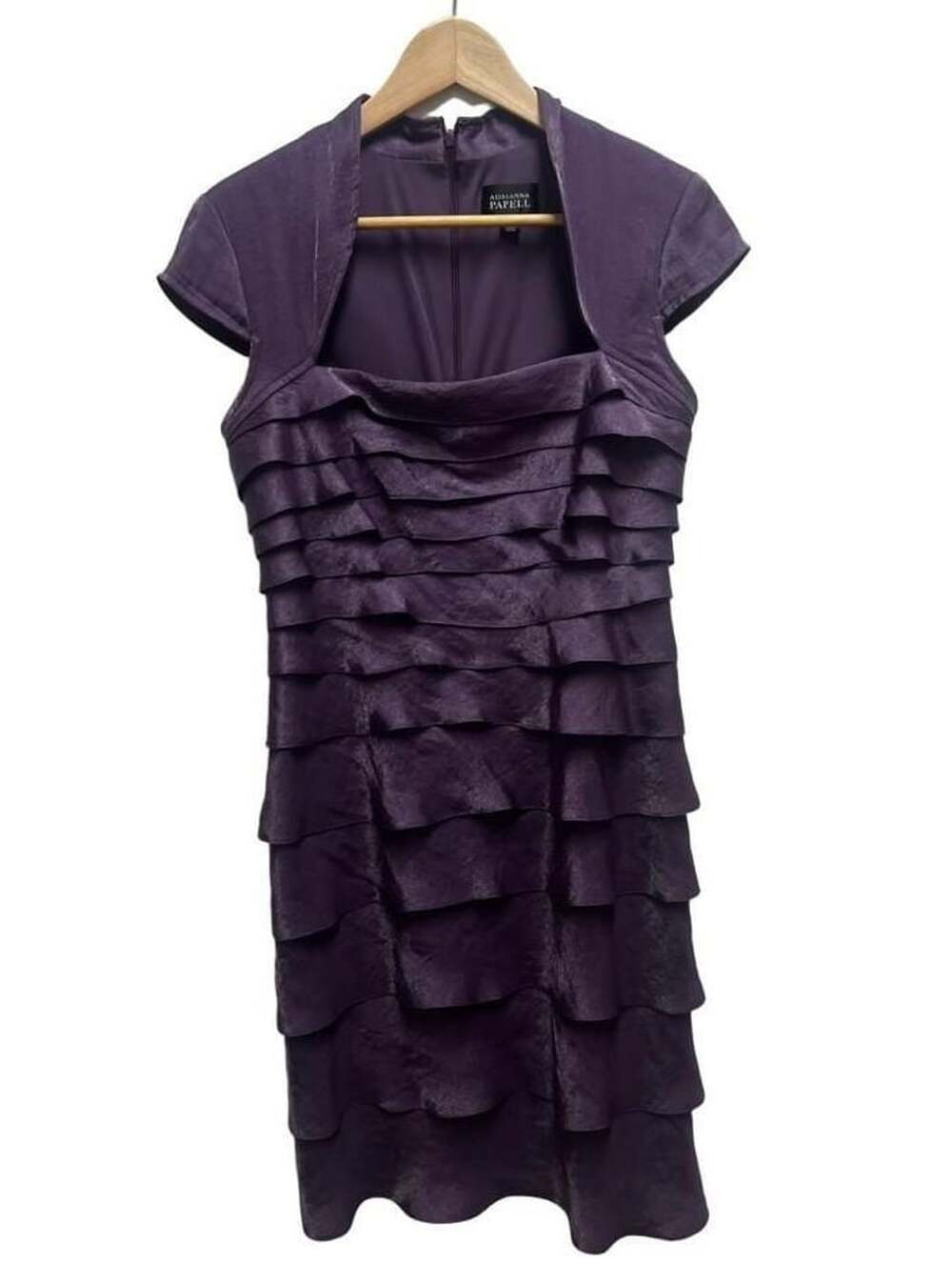 Adrianna Papell Purple Ruffled Cocktail Dress, Size 8
